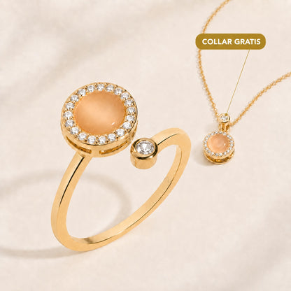 Anillo de Meditación de Piedra Lunar (Incluye Collar Gratis)