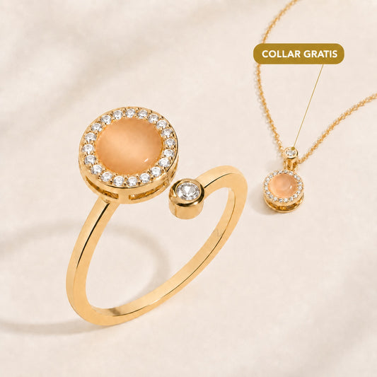Anillo de Meditación de Piedra Lunar (Incluye Collar Gratis)